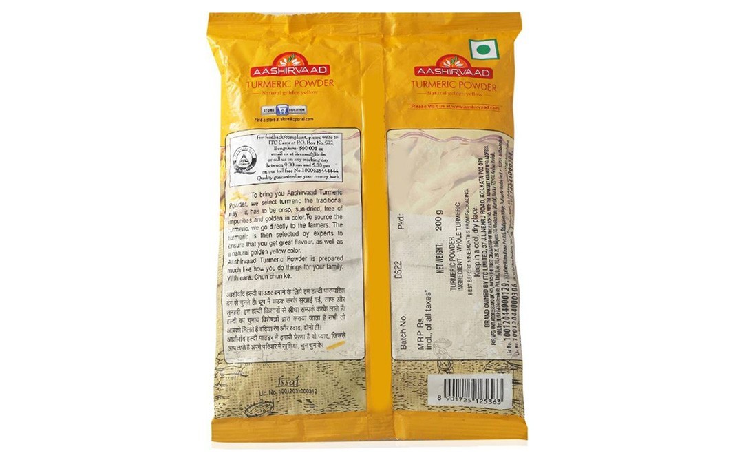 Aashirvaad Turmeric Powder - Natural Golden Yellow   Pack  200 grams